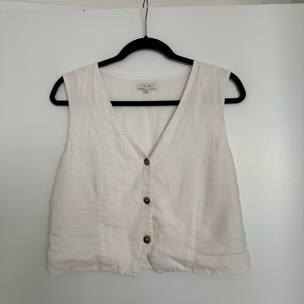Z Supply White Linen Vest